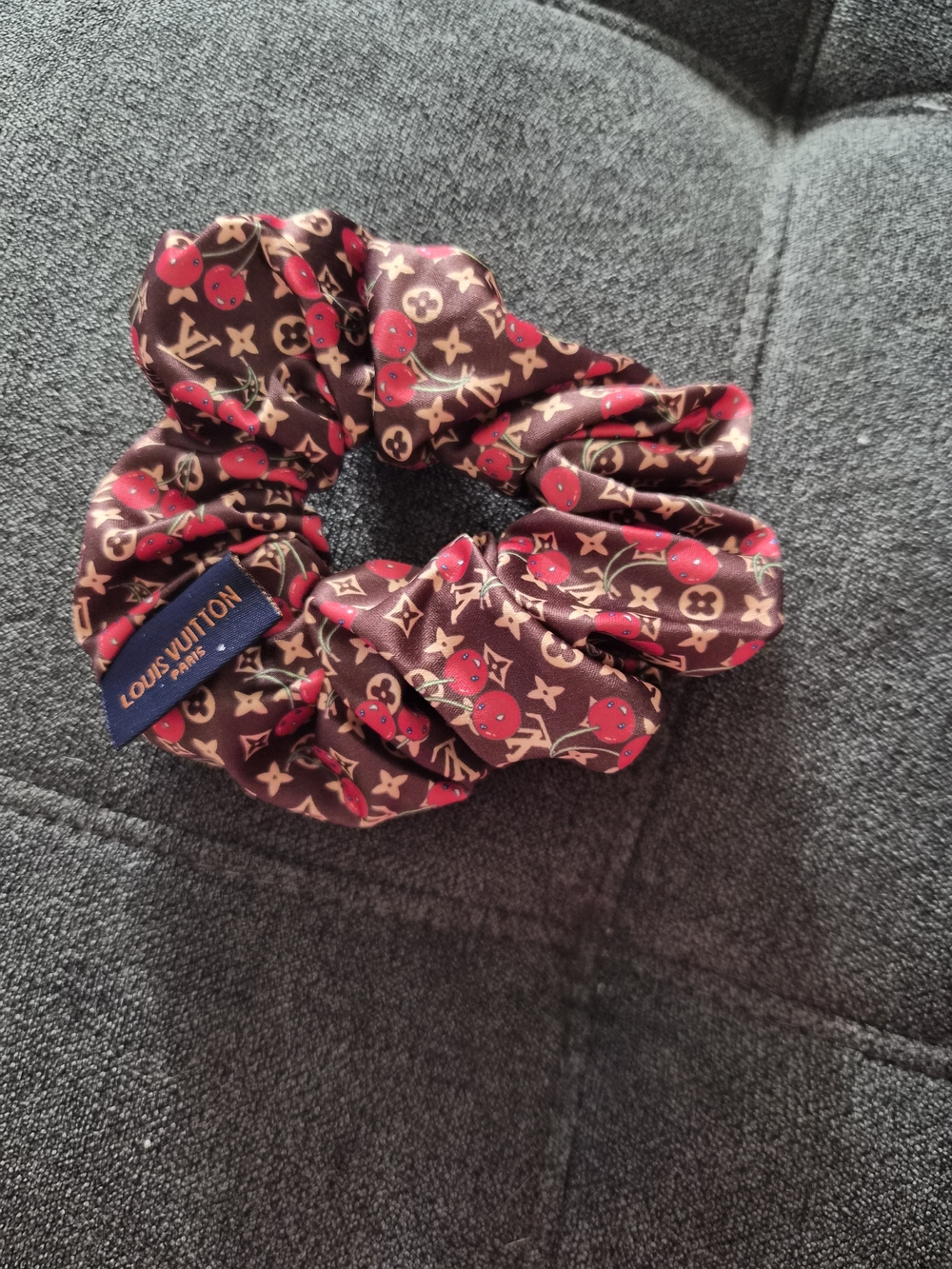 Louis Vuitton Monogram Cherry Silk Scrunchie - Brown & Red